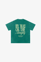 By Way Of Almighty washed heavyweight cotton tee by 5ivepillars in Dark Green, Sky Blue, and Grey