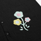 Floral Linen Button Up - Black